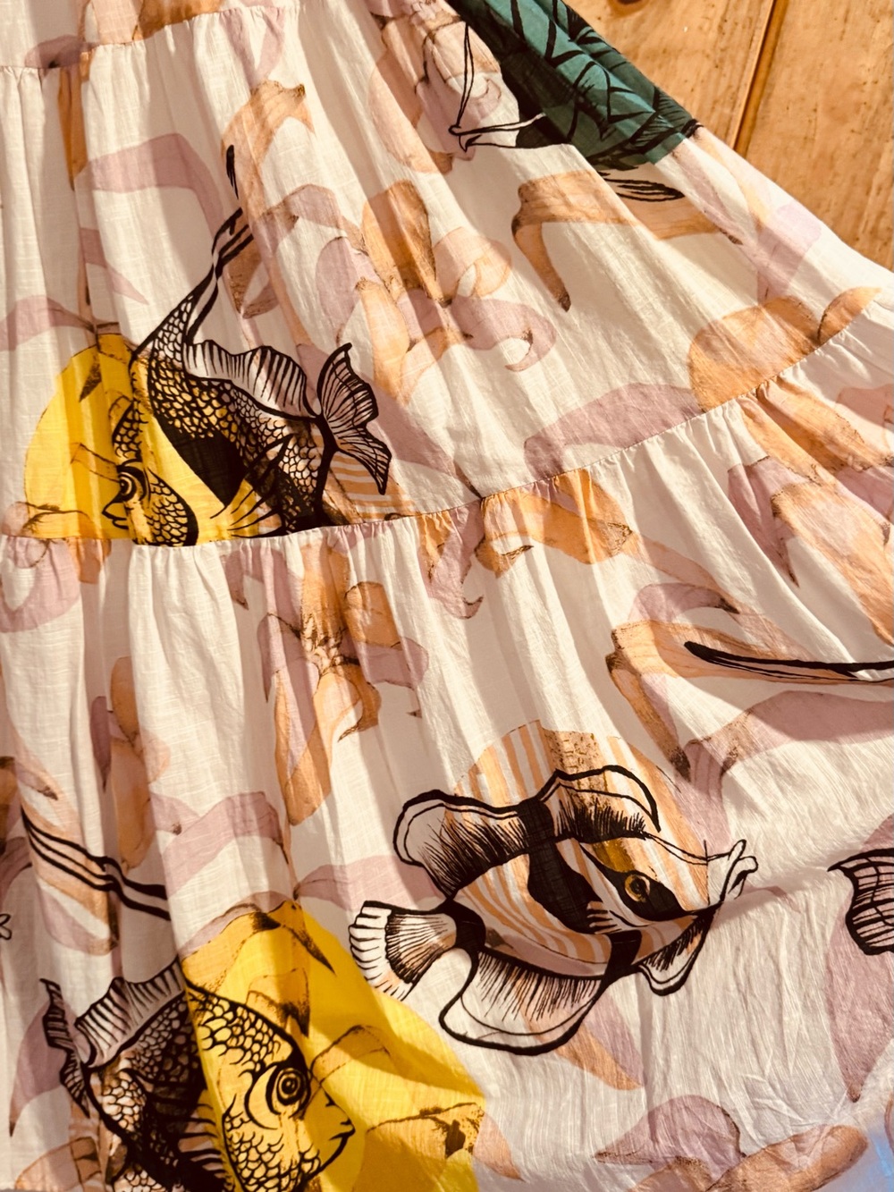 Pia Binazzi x Maeve Anthropologie Fish Print Tiered Maxi Dress - Picture 3 of 8